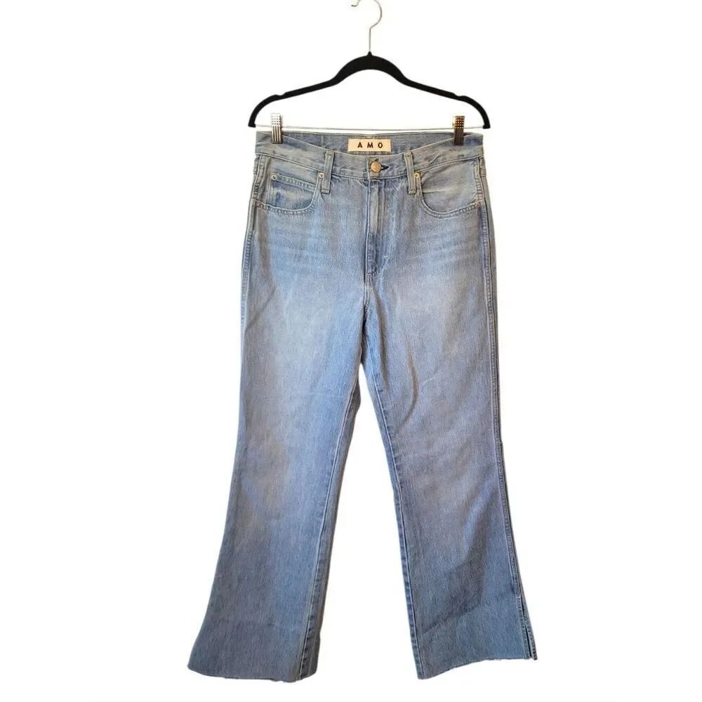 AMO Liz Split Flare Infatuation Light Wash Wide Leg Jeans Size 29